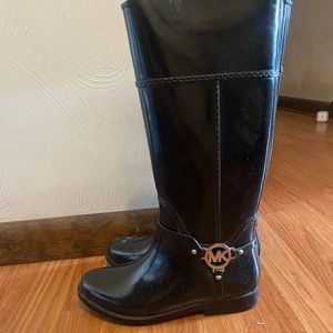 Michael Kors Fulton Harness Black Knee-High Rain Boots Size 8. Worn twice!